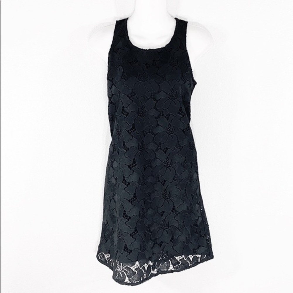 NWT Lucky Brand black floral lace shift dress